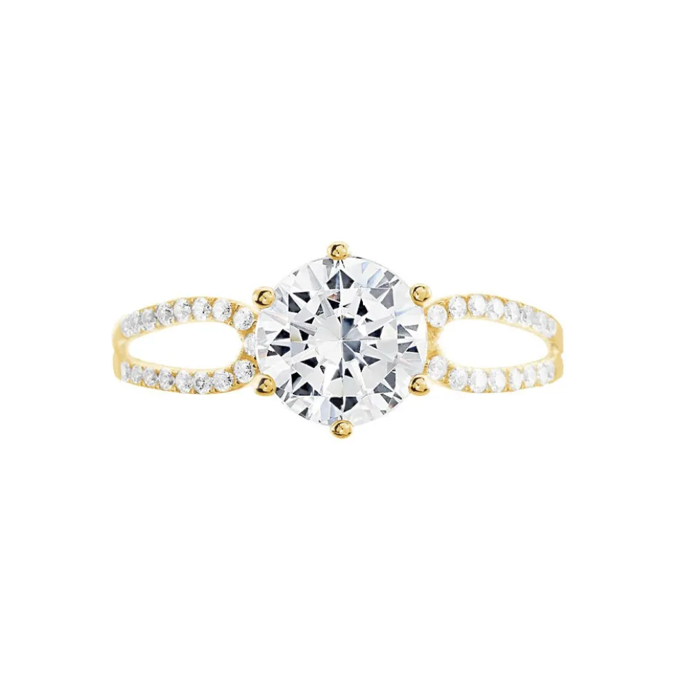 Bague Solitaire Alexendra Or Jaune Oxyde De Zirconium