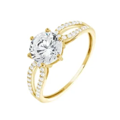 Bague Solitaire Alexendra Or Jaune Oxyde De Zirconium