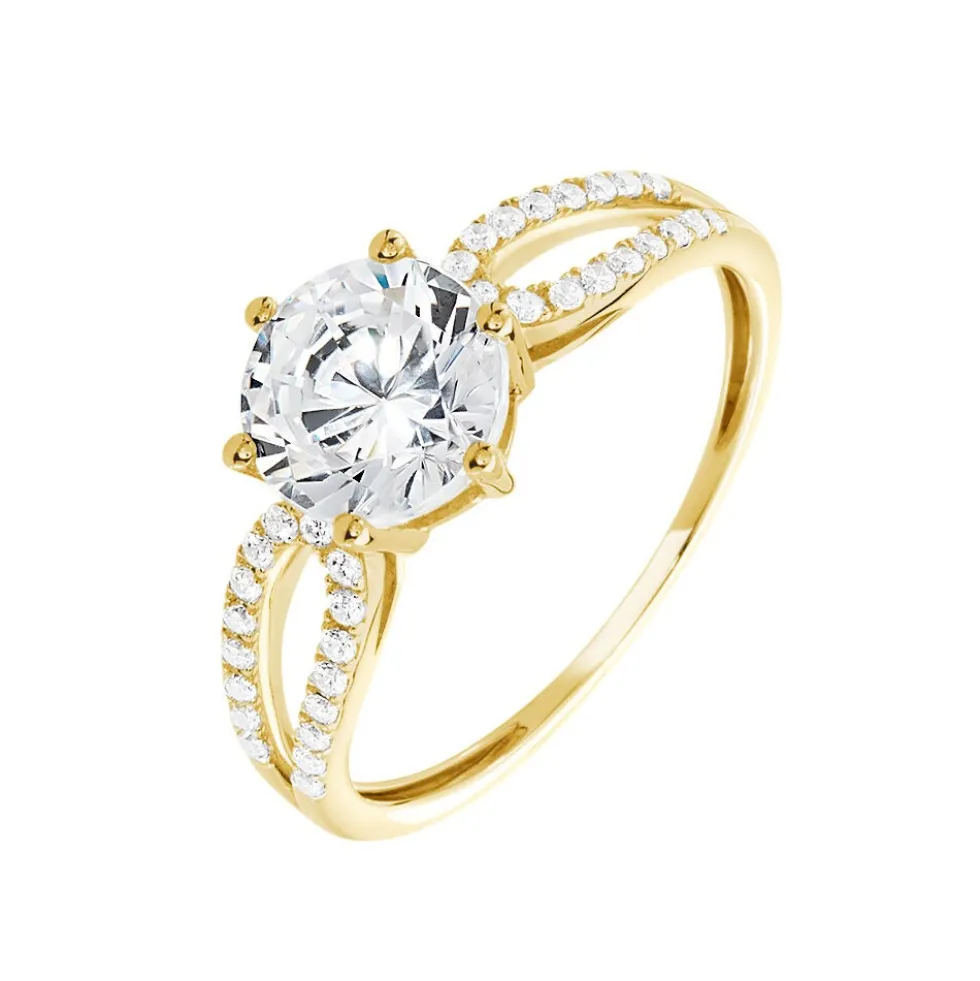 Bague Solitaire Alexendra Or Jaune Oxyde De Zirconium