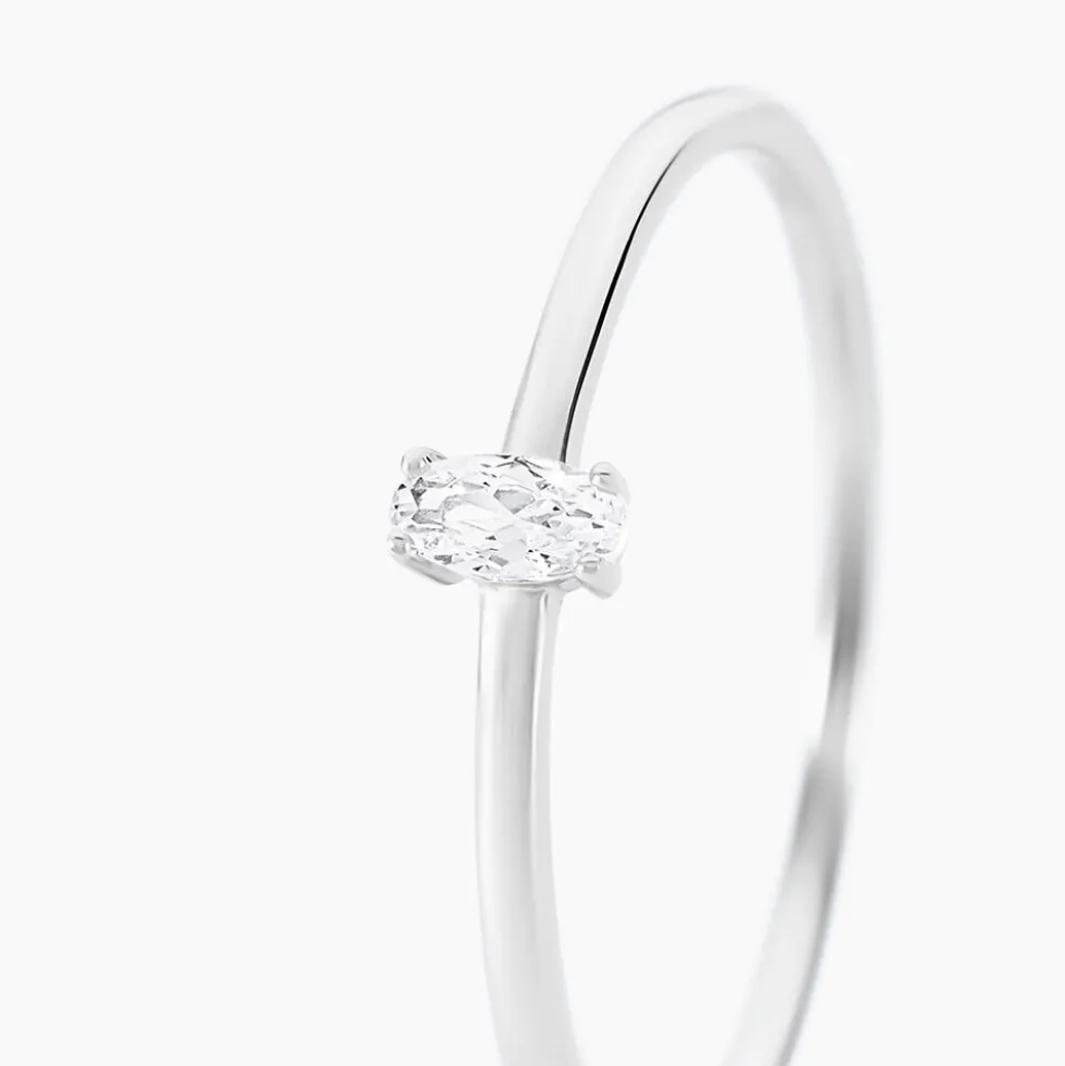 Bague Solitaire Argent Blanc 1er Solitaire Oxyde De Zirconium
