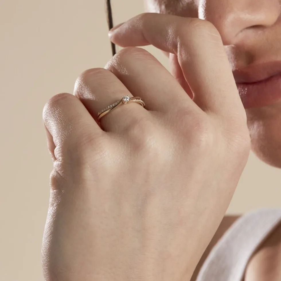 Bague Solitaire Asia Or Jaune Diamant