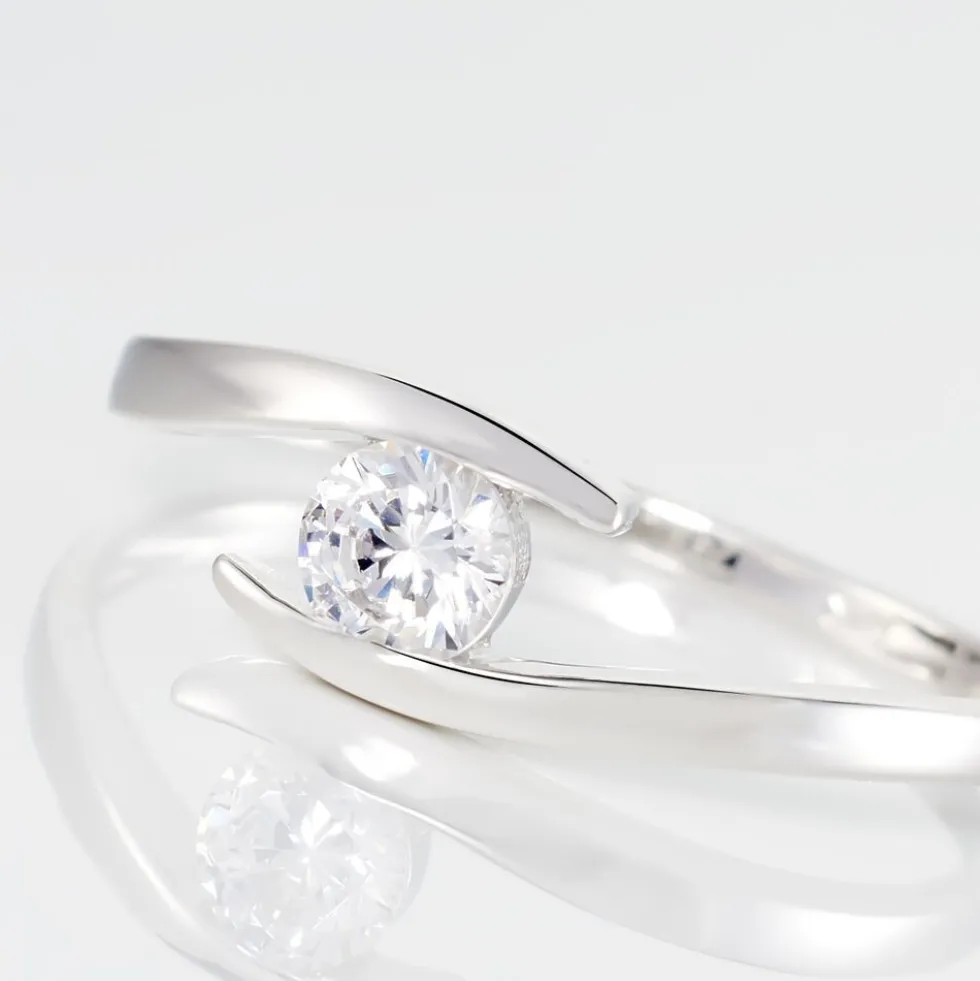 Bague Solitaire Camilia Or Blanc Oxyde De Zirconium