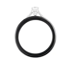 Bague Solitaire Ceramique Argent Blanc Céramique Et Oxyde De Zirconium