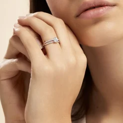 Bague Solitaire Cesarine Or Blanc Oxyde De Zirconium