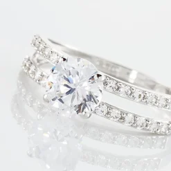 Bague Solitaire Cesarine Or Blanc Oxyde De Zirconium