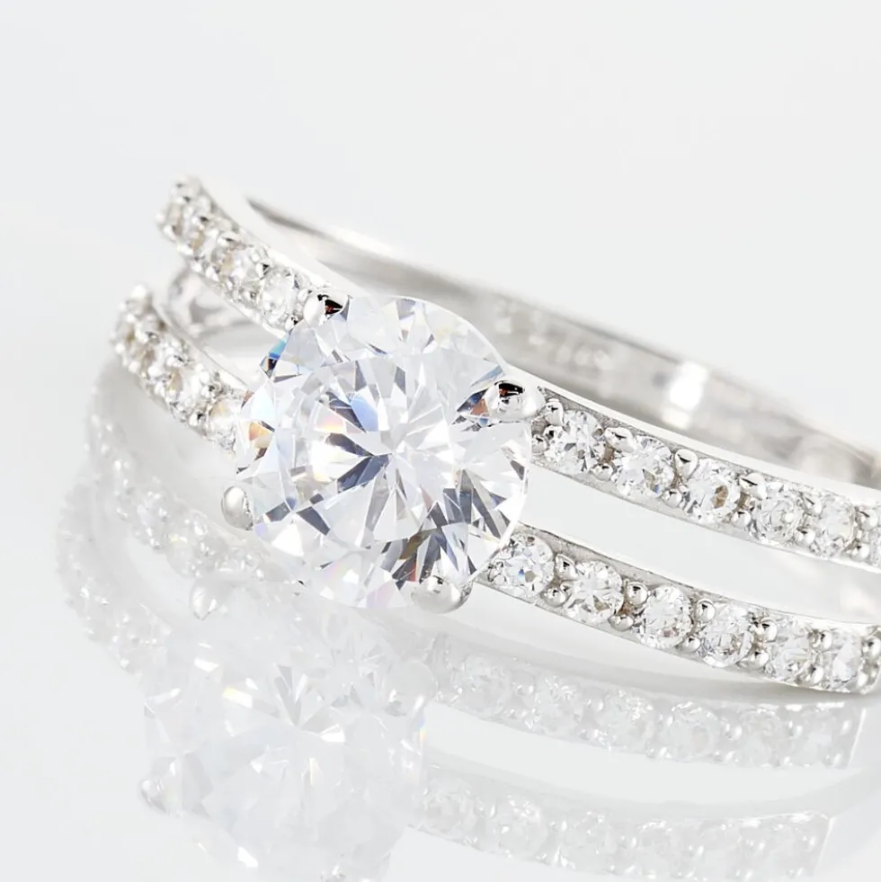 Bague Solitaire Cesarine Or Blanc Oxyde De Zirconium