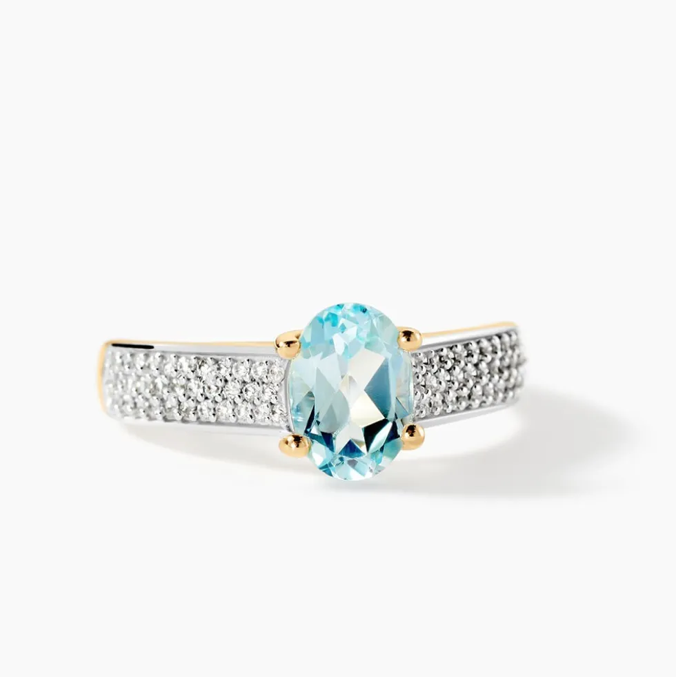 Bague Solitaire Crista Or Jaune Topaze Et Oxyde