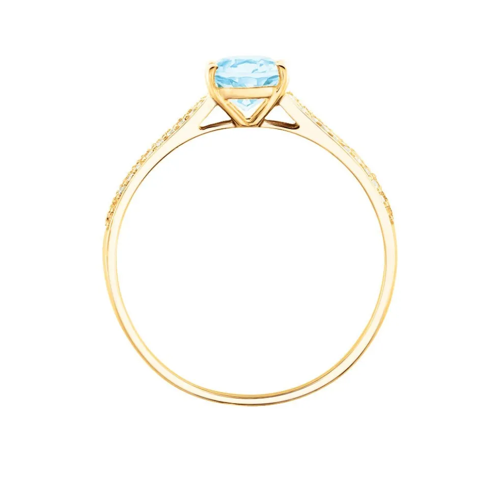 Bague Solitaire Crista Or Jaune Topaze Et Oxyde