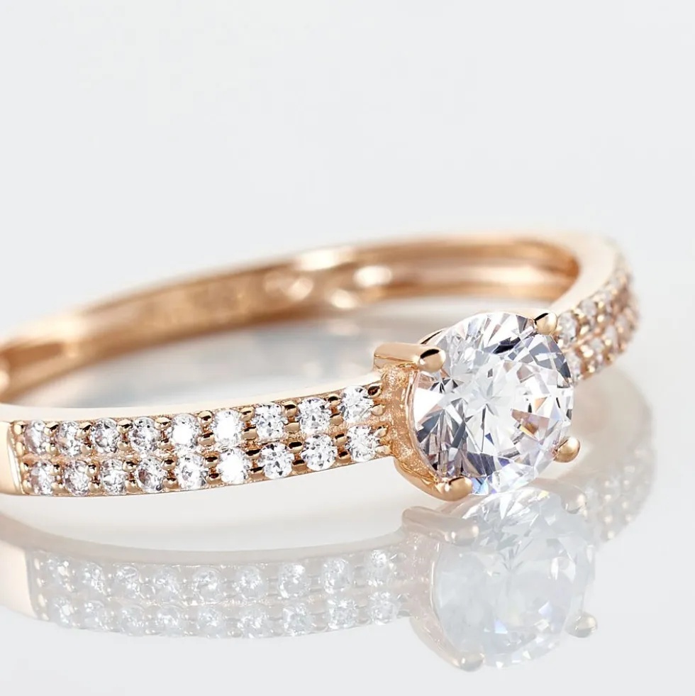 Bague Solitaire Dayna Or Rose Oxyde De Zirconium