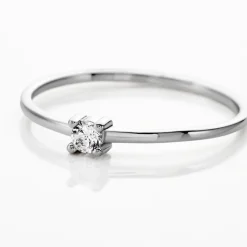 Bague Solitaire 1er Solitaire Argent Blanc Oxyde De Zirconium