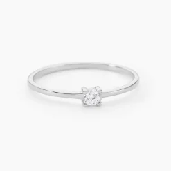 Bague Solitaire 1er Solitaire Argent Blanc Oxyde De Zirconium