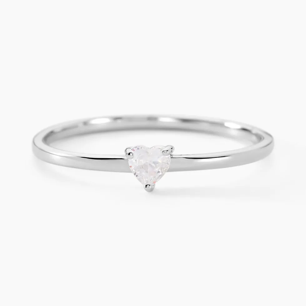 Bague Solitaire 1er Solitaire Argent Blanc Oxyde De Zirconium