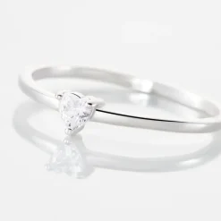 Bague Solitaire 1er Solitaire Argent Blanc Oxyde De Zirconium