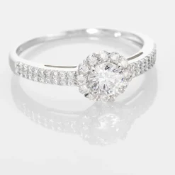 Bague Solitaire Fathima Or Blanc Oxyde De Zirconium