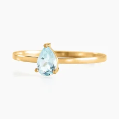 Bague Solitaire Goutte Or Jaune Topaze