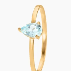 Bague Solitaire Goutte Or Jaune Topaze