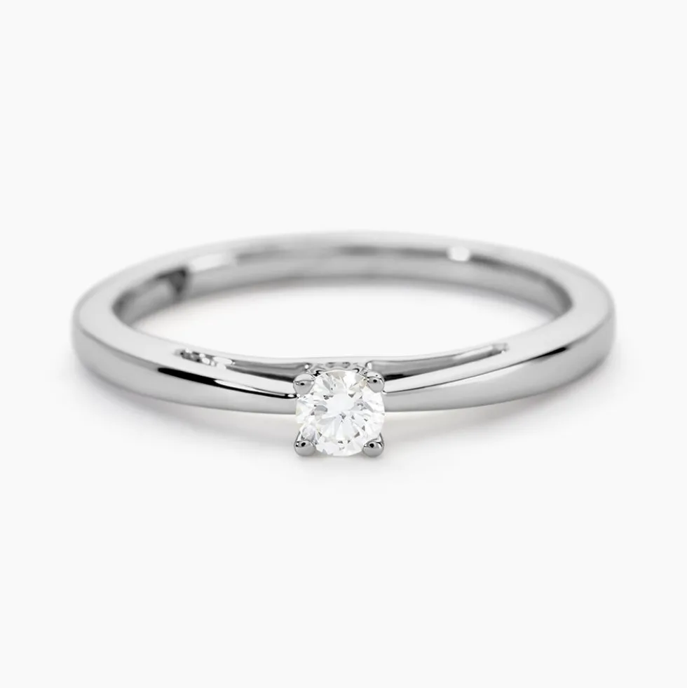Bague Solitaire Iris Or Blanc Diamant