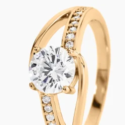 Bague Solitaire Khali Plaqué Or Jaune Oxyde De Zirconium