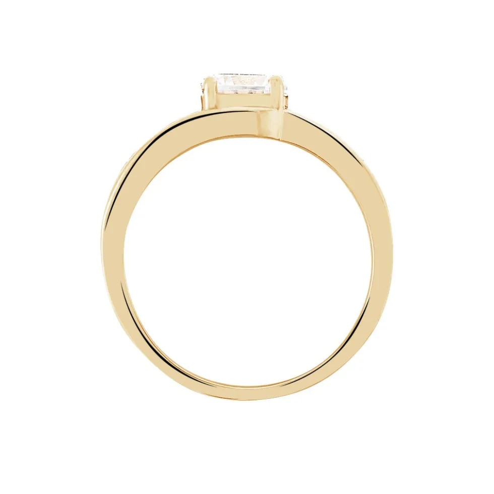 Bague Solitaire Khali Plaqué Or Jaune Oxyde De Zirconium