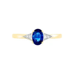 Bague Solitaire Ludmilla Or Jaune Saphir Et Diamant