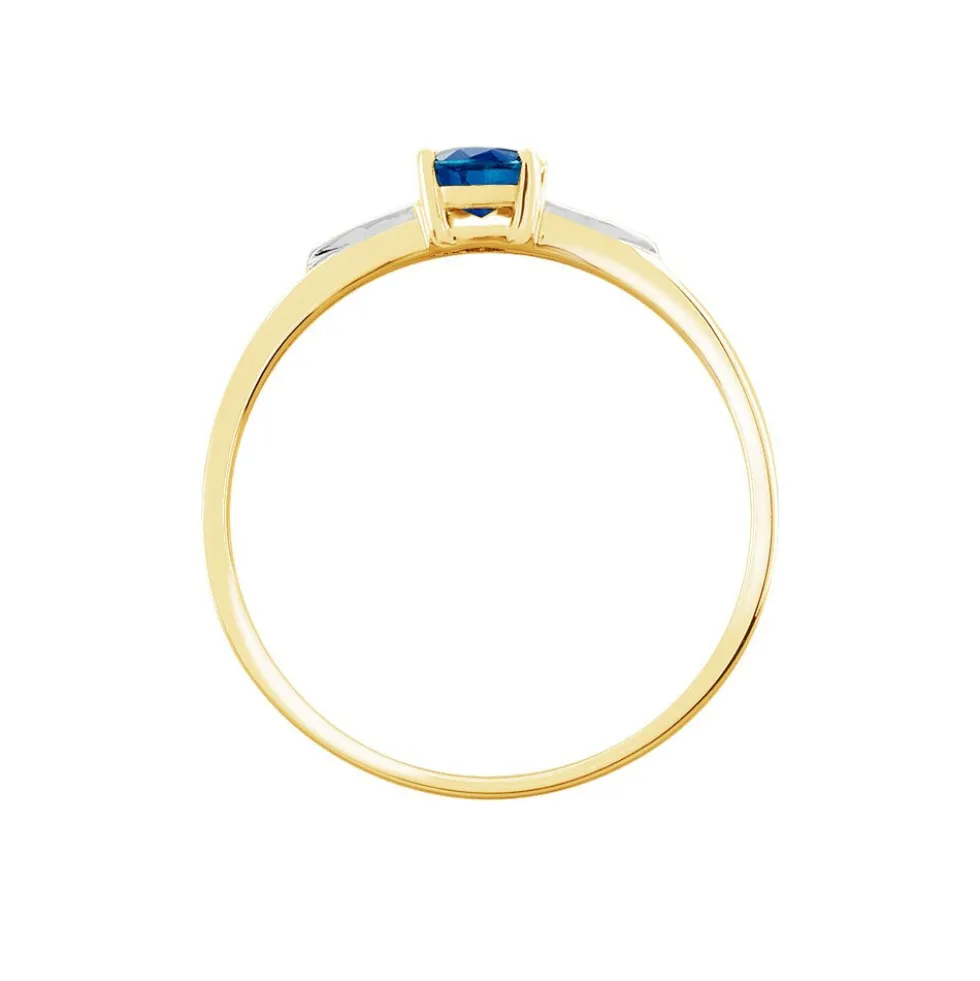 Bague Solitaire Ludmilla Or Jaune Saphir Et Diamant
