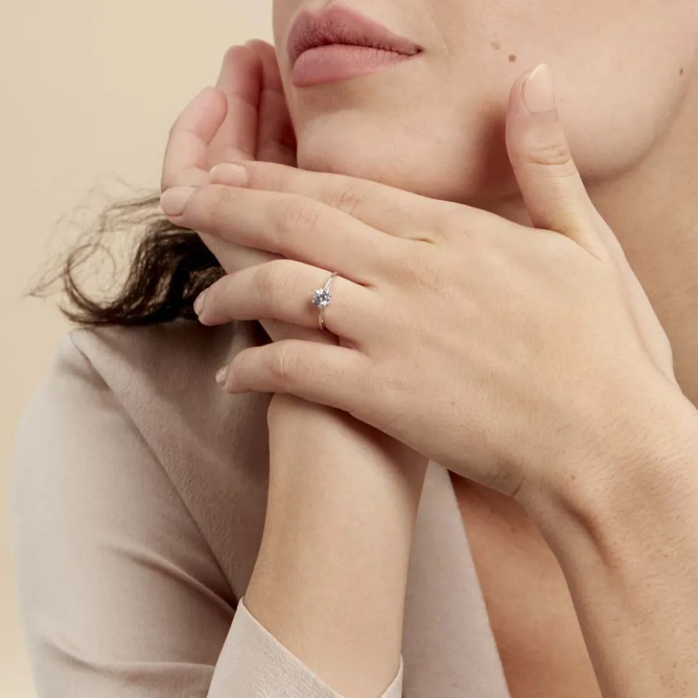 Bague Solitaire Lydia Argent Blanc Oxyde De Zirconium
