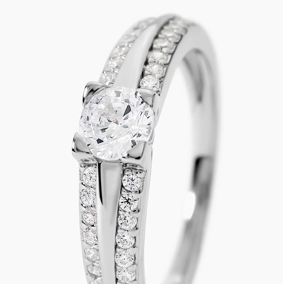 Bague Solitaire Maevane Argent Blanc Oxyde De Zirconium