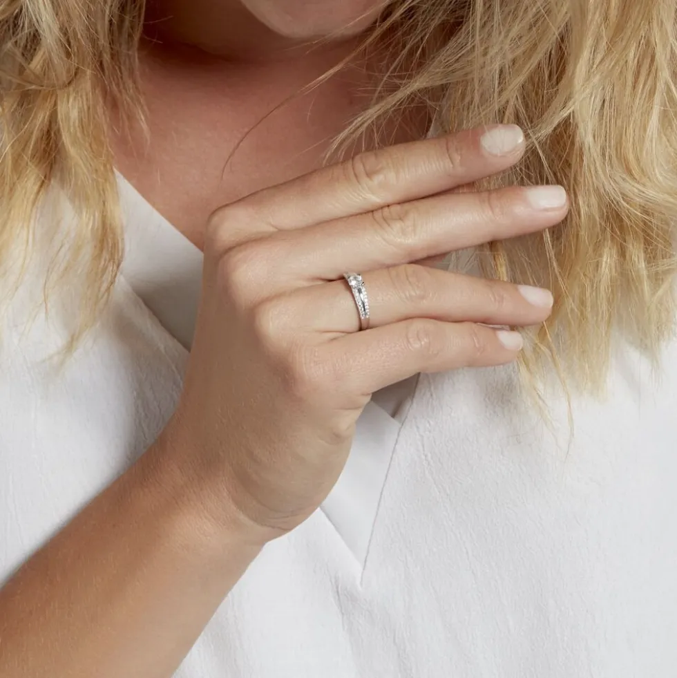 Bague Solitaire Maevane Argent Blanc Oxyde De Zirconium