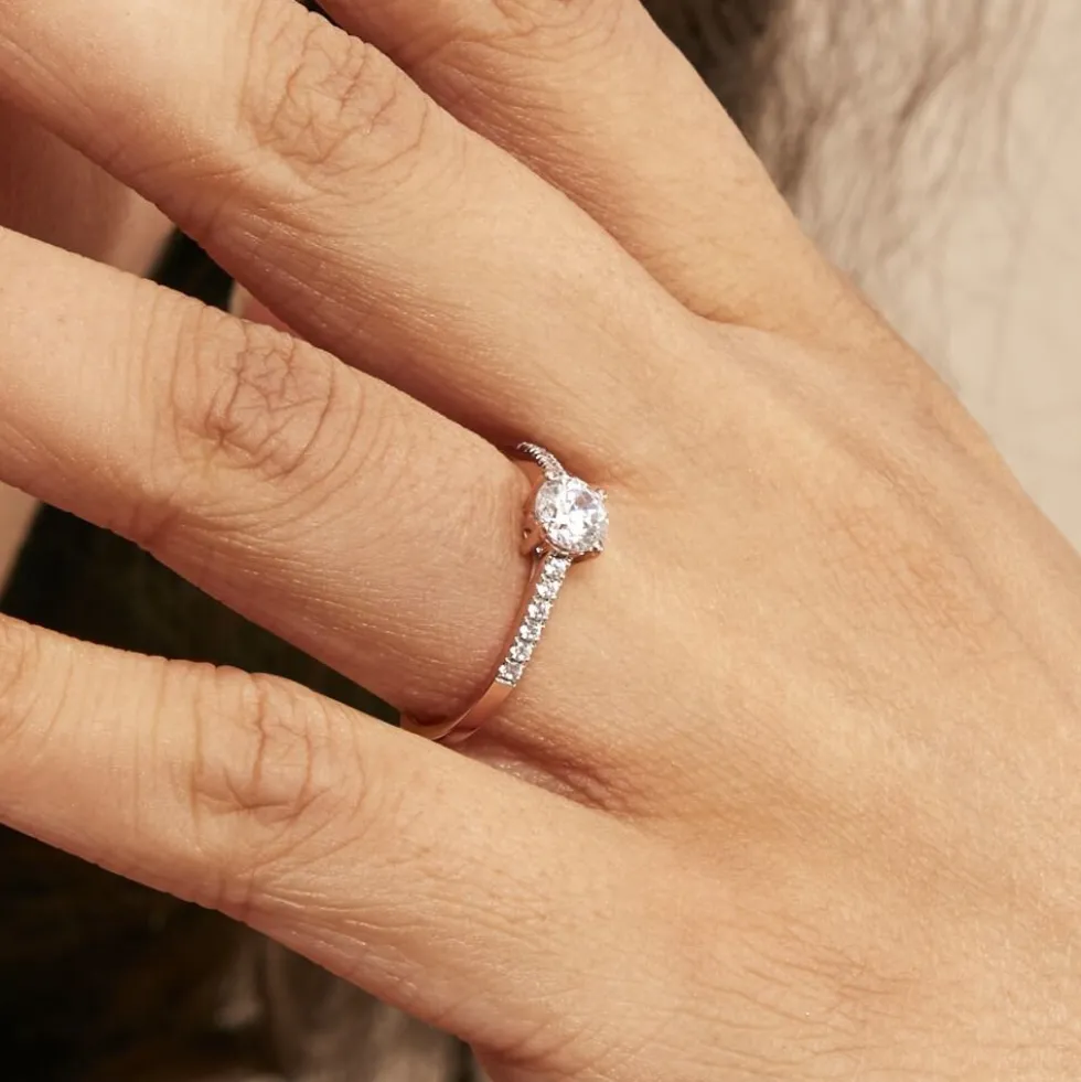 Bague Solitaire Manon Or Rose Oxyde De Zirconium