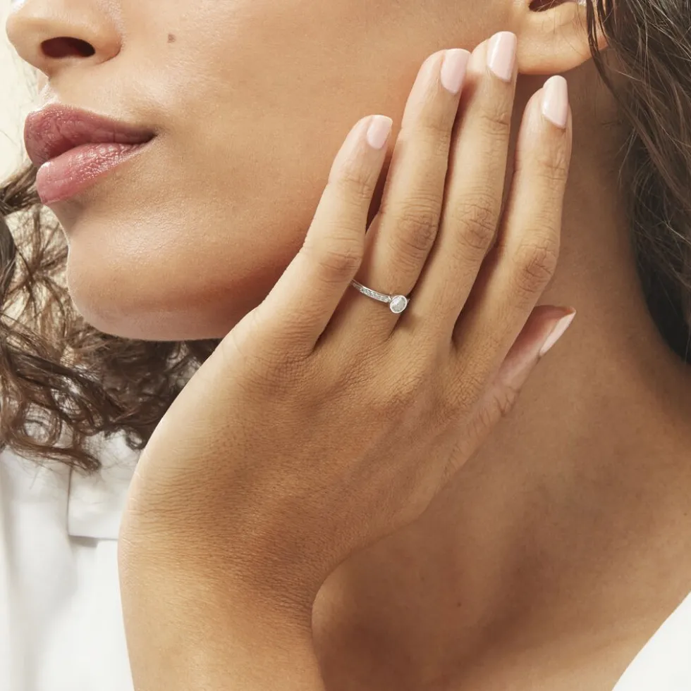 Bague Solitaire Mathylda Argent Blanc Oxyde De Zirconium