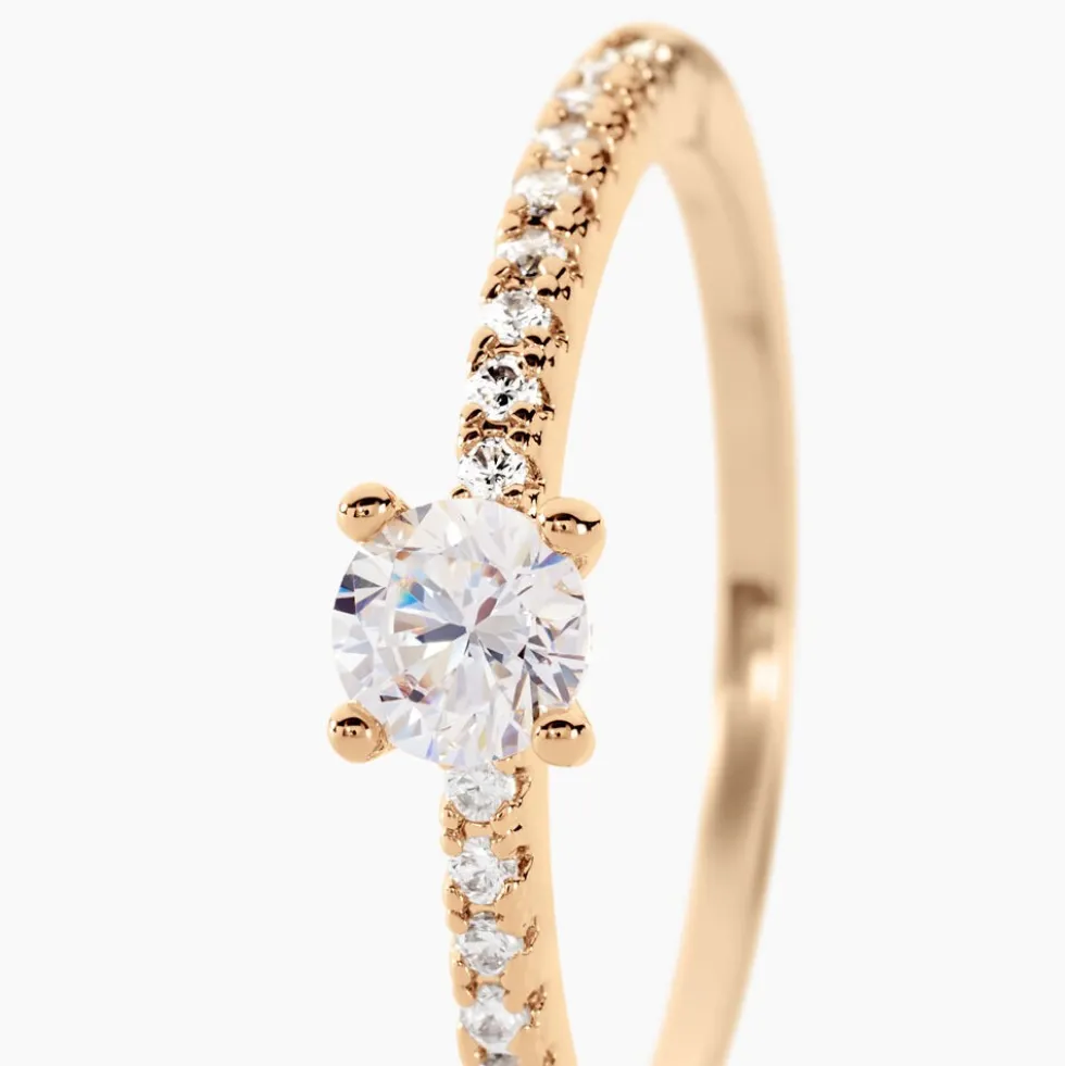 Bague Solitaire Mireilla Plaqué Or Jaune Oxyde De Zirconium