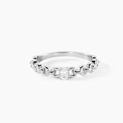 Bague Solitaire Moccus Argent Blanc Oxyde De Zirconium