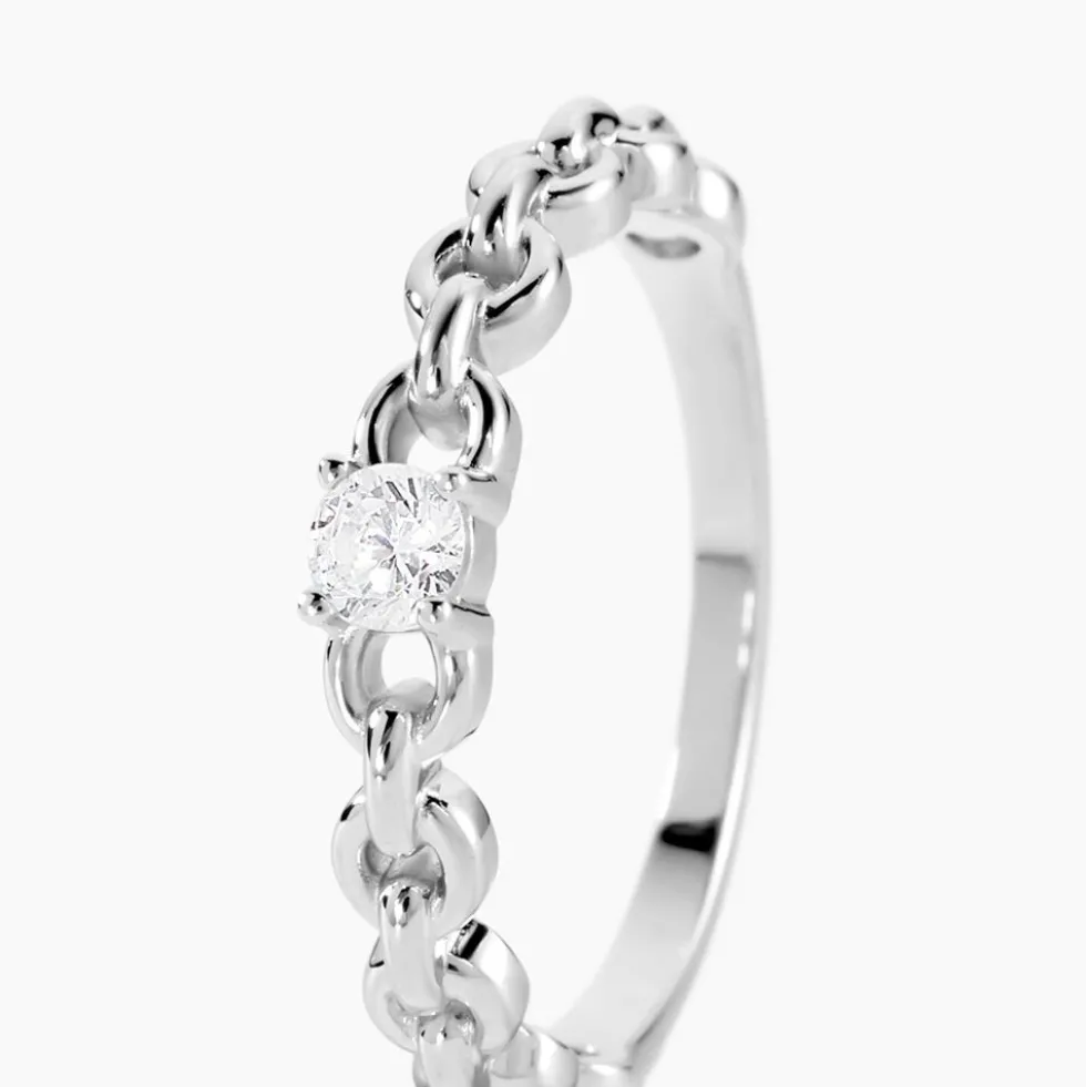 Bague Solitaire Moccus Argent Blanc Oxyde De Zirconium