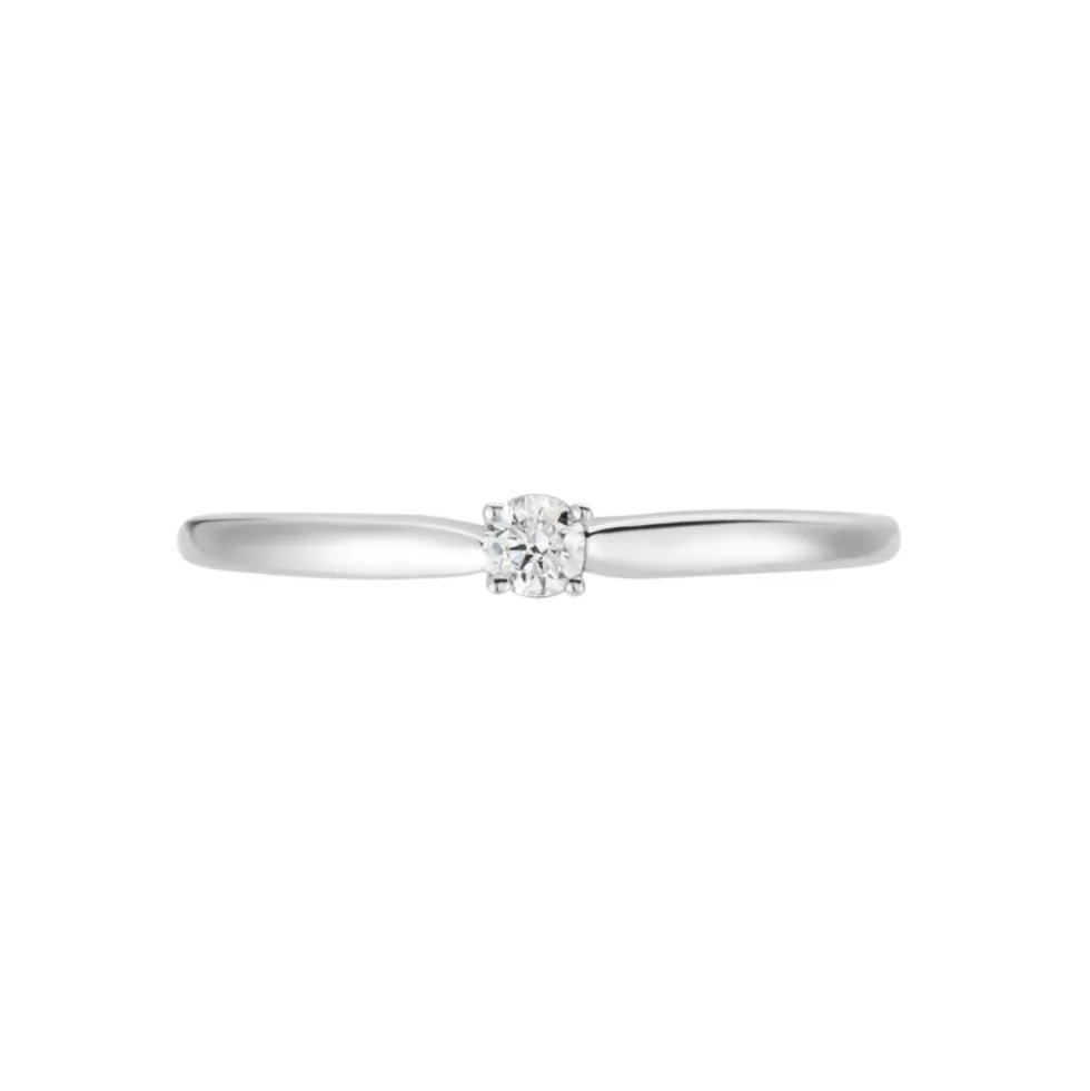 Bague Solitaire Or Blanc Flora Diamant