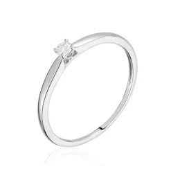 Bague Solitaire Or Blanc Flora Diamant