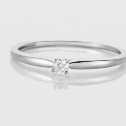 Bague Solitaire Or Blanc Flora Diamant