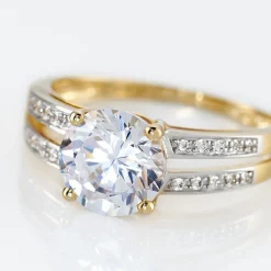 Bague Solitaire Or Jaune Anthyme Oxyde De Zirconium