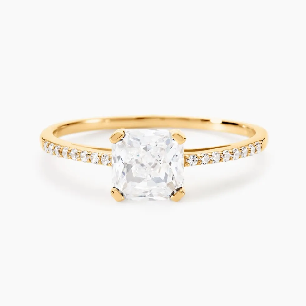 Bague Solitaire Or Jaune Beline Oxyde De Zirconium