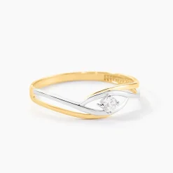 Bague Solitaire Peline Or Bicolore Oxyde De Zirconium