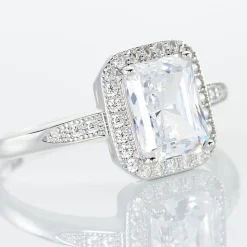 Bague Solitaire Pilar Argent Blanc Oxyde De Zirconium