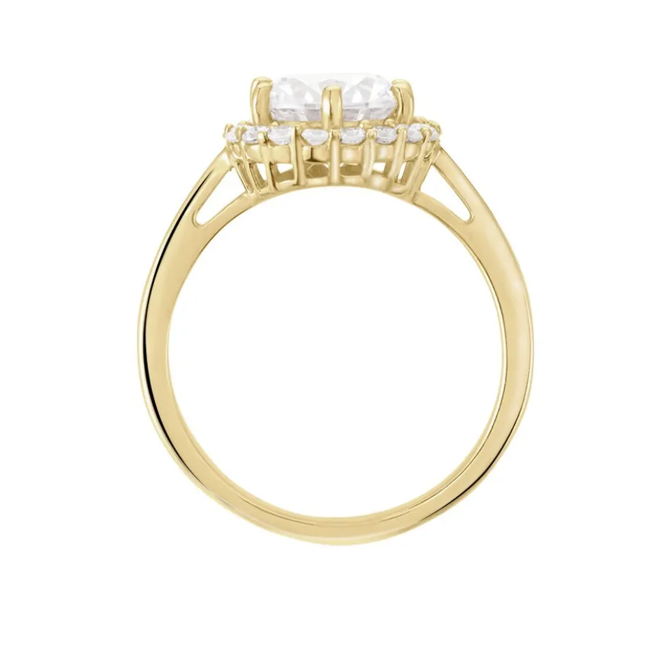 Bague Solitaire Plaqué Or Jaune Melva Oxyde De Zirconium