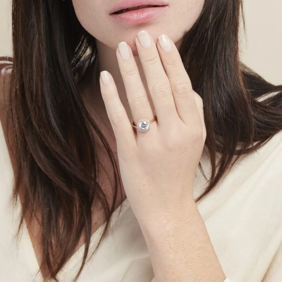 Bague Solitaire Plaqué Or Jaune Melva Oxyde De Zirconium