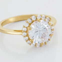 Bague Solitaire Plaqué Or Jaune Melva Oxyde De Zirconium