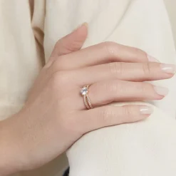 Bague Solitaire Plaqué Or Jaune Melaina Oxyde De Zirconium