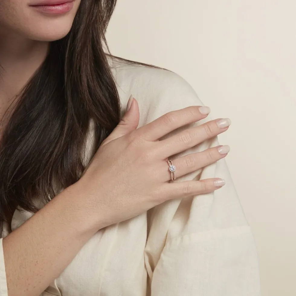 Bague Solitaire Plaqué Or Jaune Melaina Oxyde De Zirconium