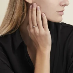 Bague Solitaire Plaqué Or Jaune Arienne Oxydes De Zirconium