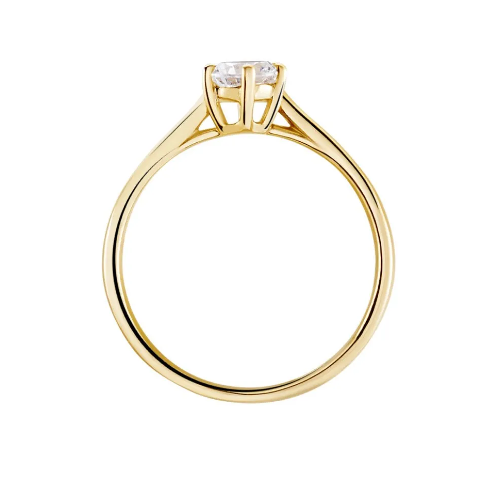 Bague Solitaire Plaqué Or Jaune Eulia Oxyde De Zirconium