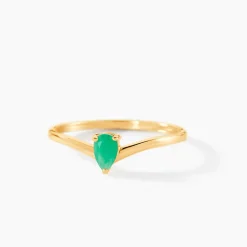 Bague Solitaire Pluie D'Eclat Or Jaune Emeraude