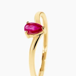 Bague Solitaire Pluie D'Eclat Or Jaune Rubis