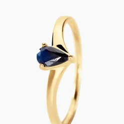 Bague Solitaire Pluie D'Eclat Or Jaune Saphir